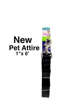 New Pet Attire by Coastal 1" x 6' Black Dog Leash, Large 6' Leash with tags ⭐️⭐️